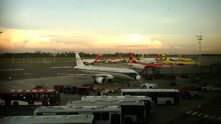 The aircraft apron at El Dorado International Airport in Bogotá