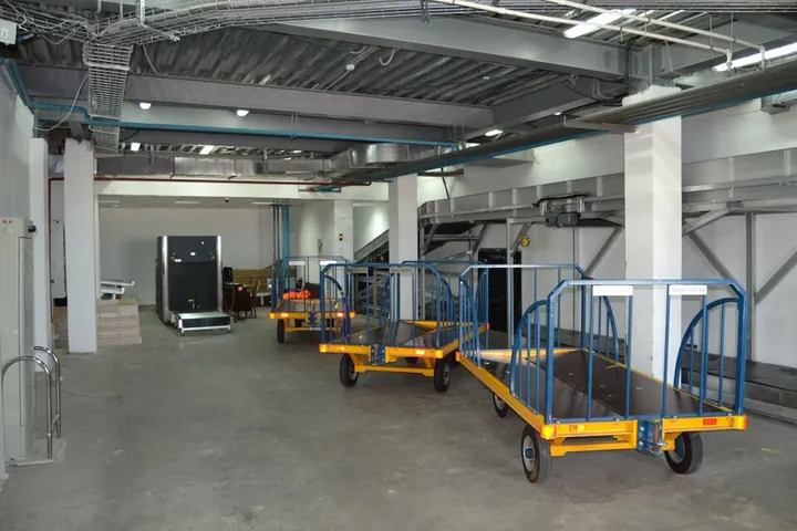Baggage-handling equipment at Kokshetau International Airport in Kazakhstan