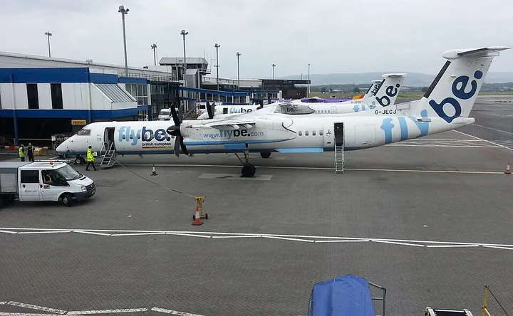 Flybe aircraft on the apron at Glasgow Airport