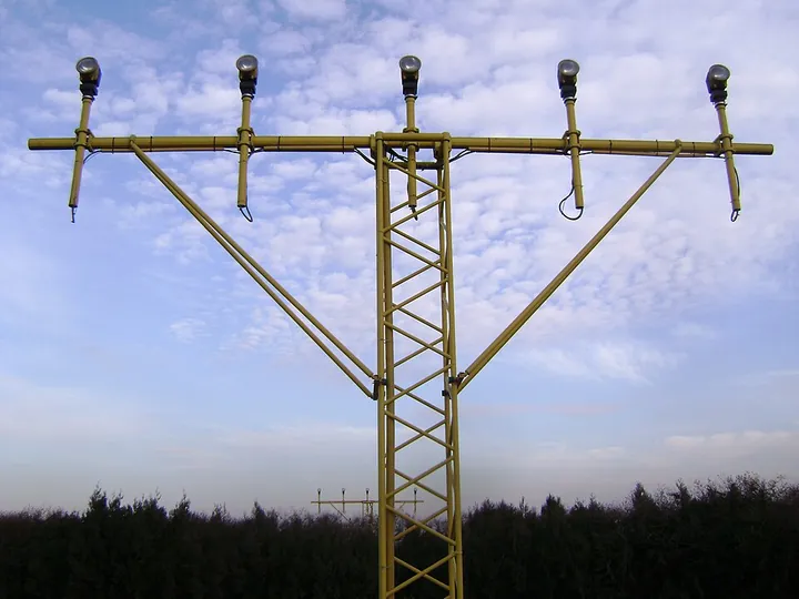 Approach lights at Aurel Vlaicu International Airport in Bucharest