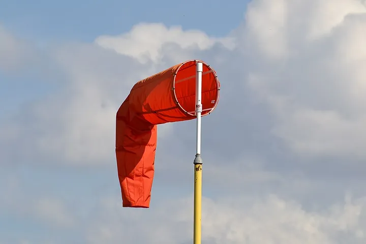 A windsock at an airport in Frankenmuth, Michigan