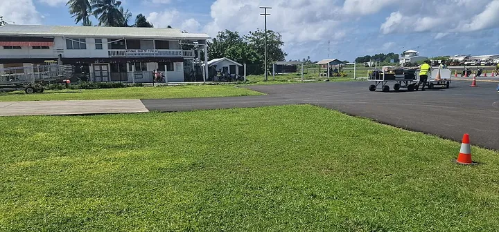 A baggage cart at Funafuti Airport in Tuvalu