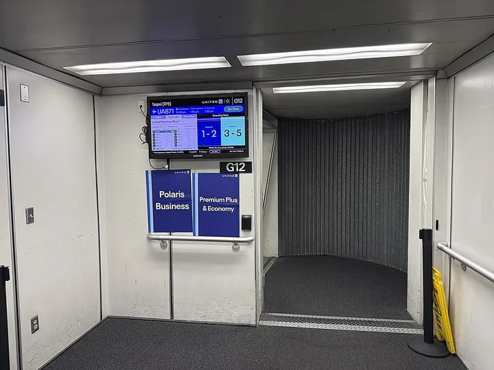 The boarding doorway at gate G12 at San Francisco International Airport