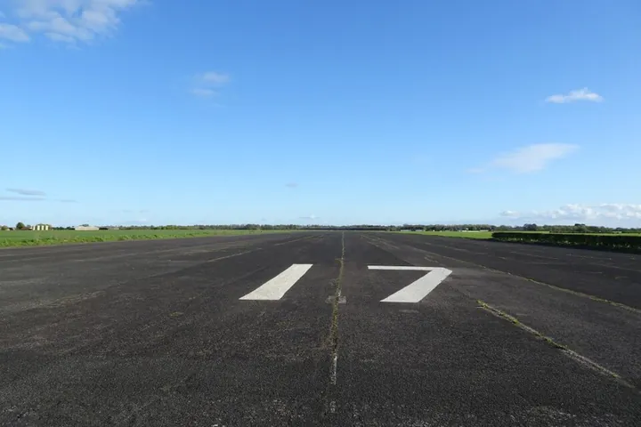 White runway 17 pavement markings