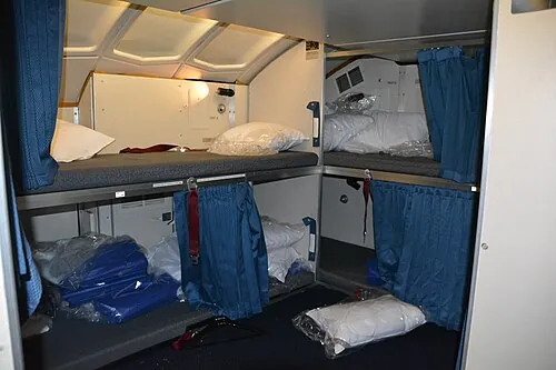 Bunks inside a Boeing 747 crew-rest area.