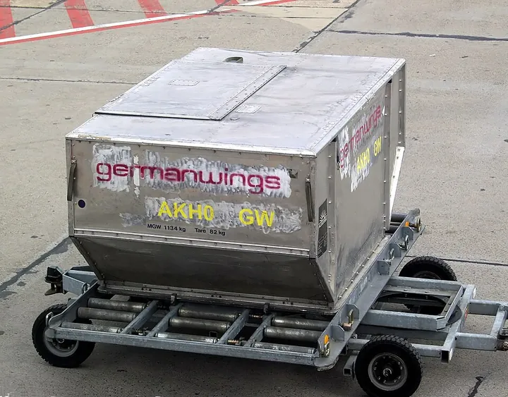 A Germanwings airfreight container at Berlin Schönefeld Airport