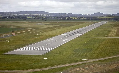 Runway 05/23 and surrounding taxiways at Wagga Wagga Airport.