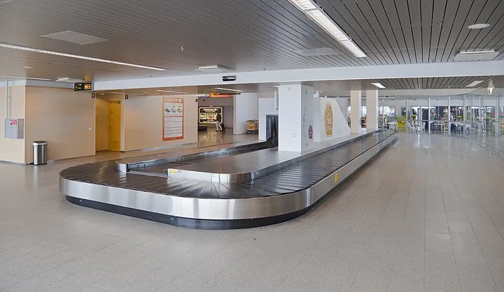 The baggage-reclaim area at Tallinn Airport in Estonia
