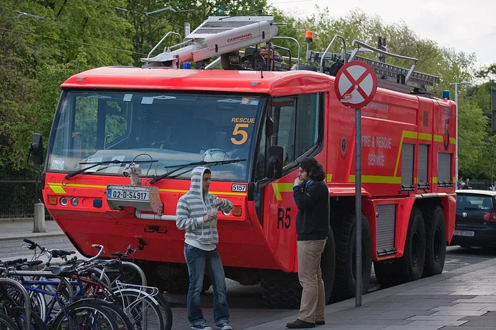 A large airport firefighting vehicle at Dublin Airport