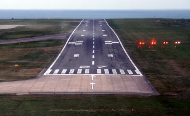 Precision approach path indicator lights at Jersey Airport