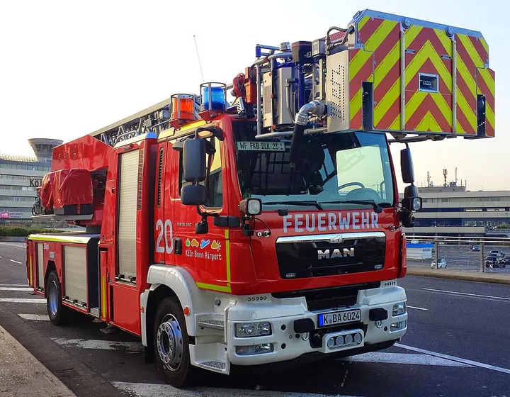 A conventional fire engine at Cologne Bonn Airport