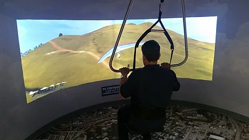 A hang-glider simulator displayed in the Lone Star Flight Museum.