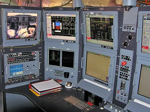 Screens and equipment at an Airbus A380 flight-test engineer's station.